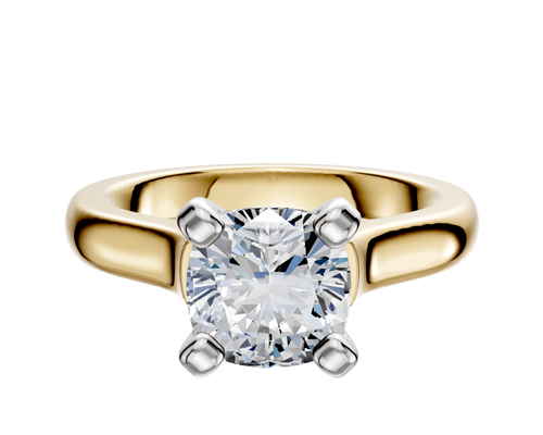 14K Two Tone 4 Prong Cathedral Dome 3.0mm Engagement Ring