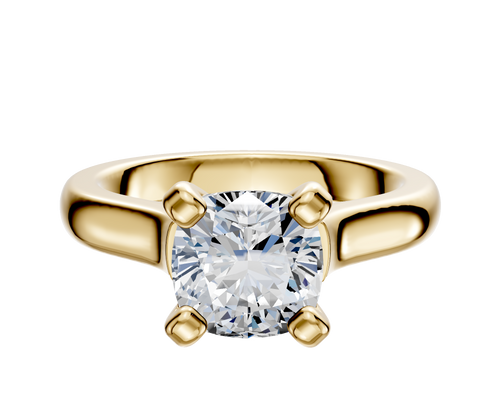 14K Yellow Gold 4 Prong Cathedral Dome 3.0mm Engagement Ring