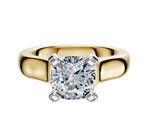 14K Two Tone 4 Prong Cathedral Dome 4.0mm Engagement Ring