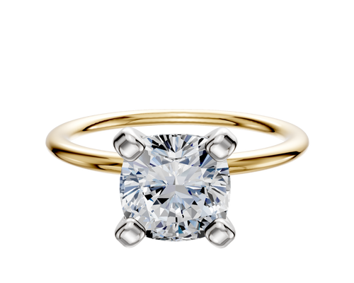 14K Two Tone 4 Prong Classic Dome 1.5mm Engagement Ring