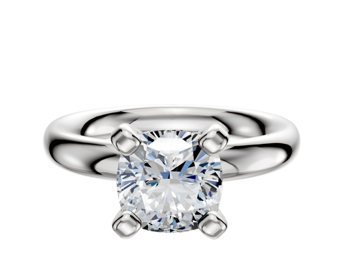 14K White Gold 4 Prong Classic Dome 3.0mm Engagement Ring