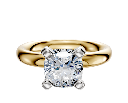 14K Two Tone 4 Prong Classic Dome 3.0mm Engagement Ring