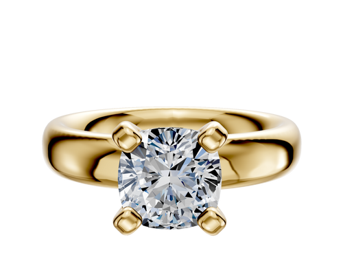 14K Yellow Gold 4 Prong Classic Dome 4.0mm Engagement Ring