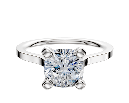 14K White Gold 4 Prong Cathedral Flat 1.5mm Engagement Ring