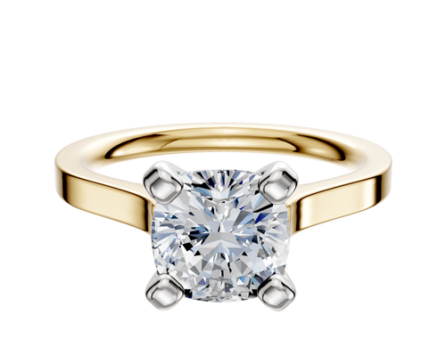 14K Two Tone 4 Prong Cathedral Flat 2.0mm Engagement Ring