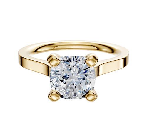 14K Yellow Gold 4 Prong Cathedral Flat 2.0mm Engagement Ring