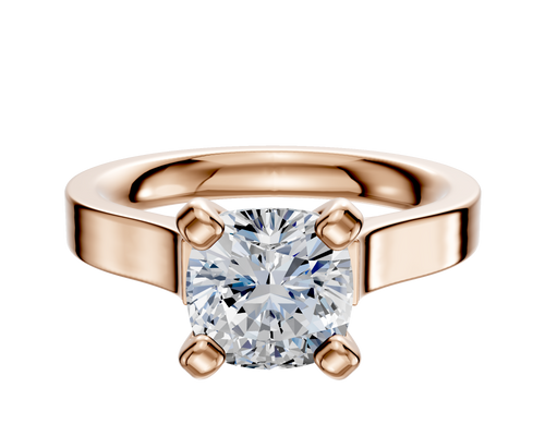 14K Rose Gold 4 Prong Cathedral Flat 3.0mm Engagement Ring