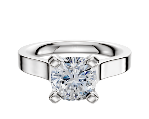 14K White Gold 4 Prong Cathedral Flat 3.0mm Engagement Ring