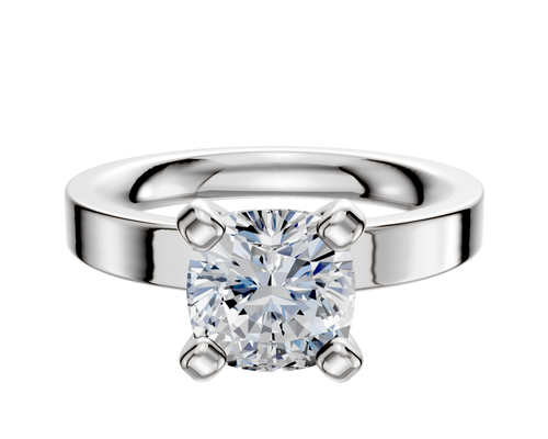 14K White Gold 4 Prong Classic Flat 3.0mm Engagement Ring