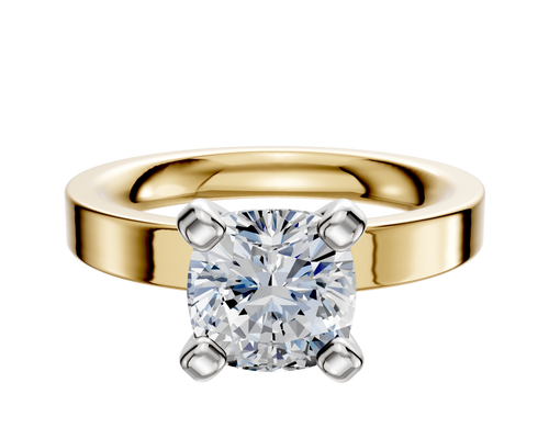 14K Two Tone 4 Prong Classic Flat 3.0mm Engagement Ring