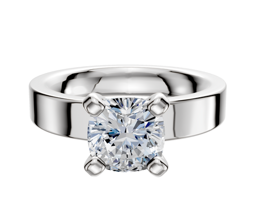 14K White Gold 4 Prong Classic Flat 4.0mm Engagement Ring