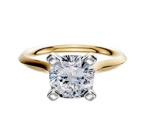 14K Two Tone 4 Prong Cathedral Knife Edge 2.0mm Engagement Ring