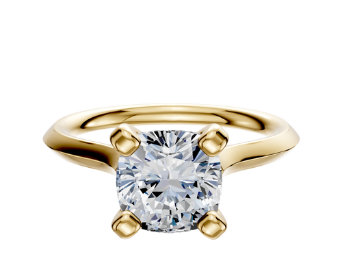 14K Yellow Gold 4 Prong Cathedral Knife Edge 2.0mm Engagement Ring