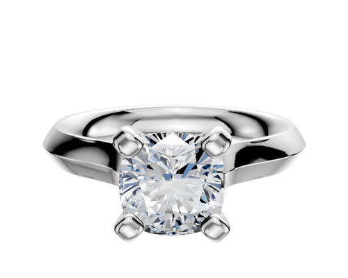 14K White Gold 4 Prong Cathedral Knife Edge 3.0mm Engagement Ring