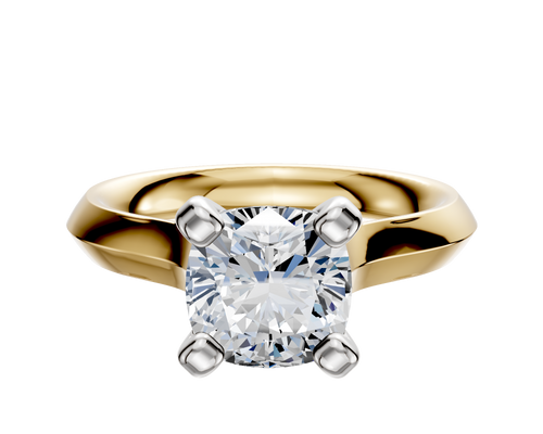 14K Two Tone 4 Prong Cathedral Knife Edge 3.0mm Engagement Ring