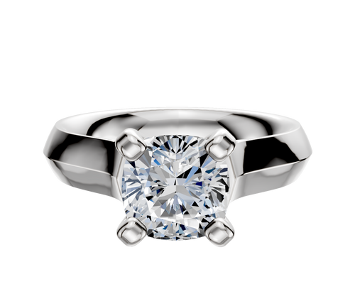 14K White Gold 4 Prong Cathedral Knife Edge 4.0mm Engagement Ring
