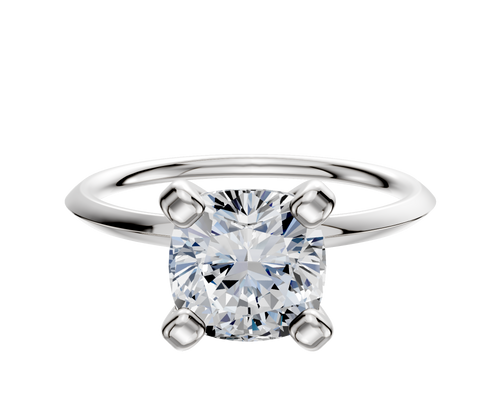 14K White Gold 4 Prong Classic Knife Edge 1.5mm Engagement Ring