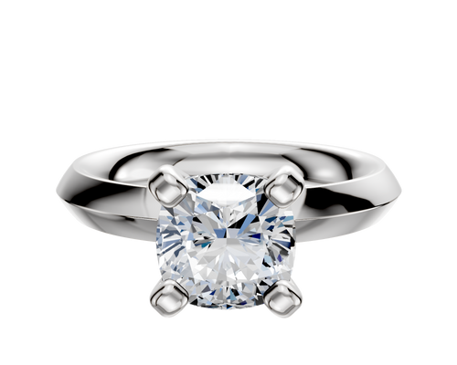 14K White Gold 4 Prong Classic Knife Edge 3.0mm Engagement Ring