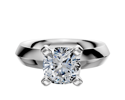 14K White Gold 4 Prong Classic Knife Edge 4.0mm Engagement Ring