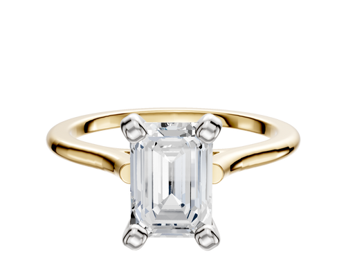 14K Two Tone 4 Prong Cathedral Dome 1.5mm Engagement Ring
