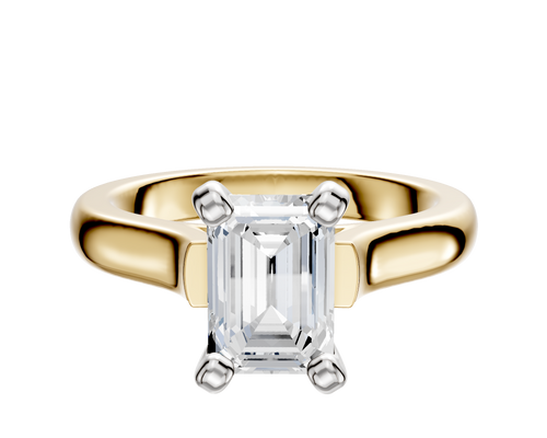 14K Two Tone 4 Prong Cathedral Dome 3.0mm Engagement Ring