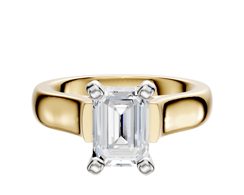 14K Two Tone 4 Prong Cathedral Dome 4.0mm Engagement Ring