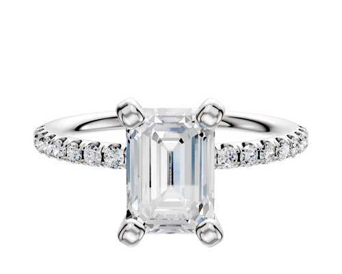 Platinum 4 Prong Classic Dome 1-Row-Pave 2.5mm Engagement Ring