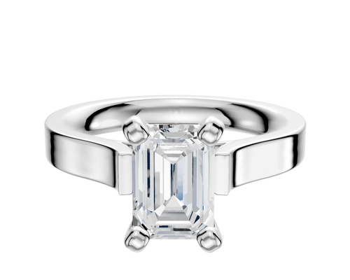 14K White Gold 4 Prong Cathedral Flat 3.0mm Engagement Ring