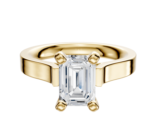 14K Yellow Gold 4 Prong Cathedral Flat 3.0mm Engagement Ring