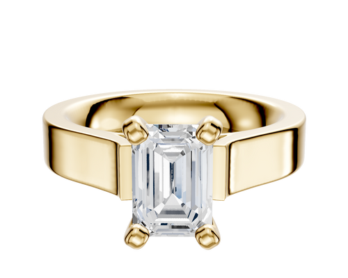 14K Yellow Gold 4 Prong Cathedral Flat 4.0mm Engagement Ring