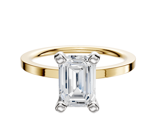 14K Two Tone 4 Prong Classic Flat 1.5mm Engagement Ring