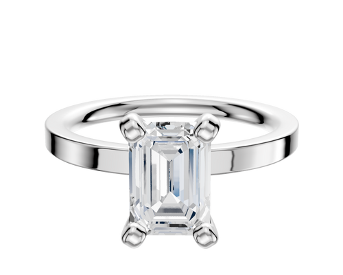 14K White Gold 4 Prong Classic Flat 2.0mm Engagement Ring
