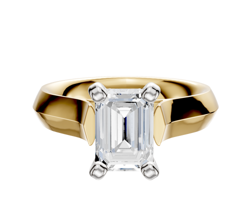 14K Two Tone 4 Prong Cathedral Knife Edge 4.0mm Engagement Ring