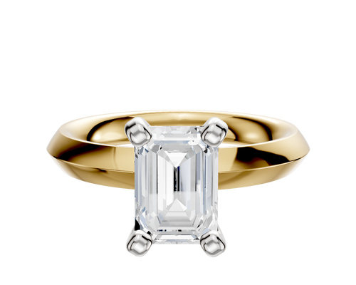 14K Two Tone 4 Prong Classic Knife Edge 3.0mm Engagement Ring