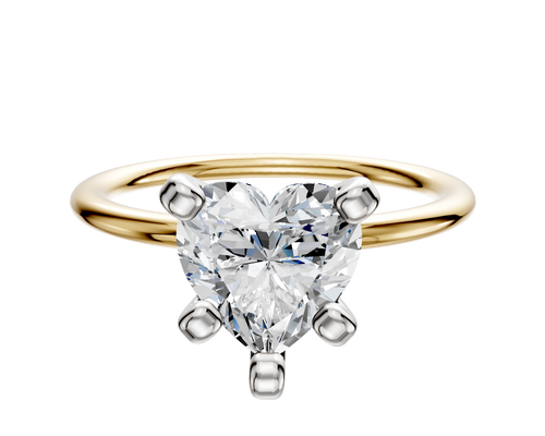14K Two Tone 4 Prong Classic Dome 1.5mm Engagement Ring