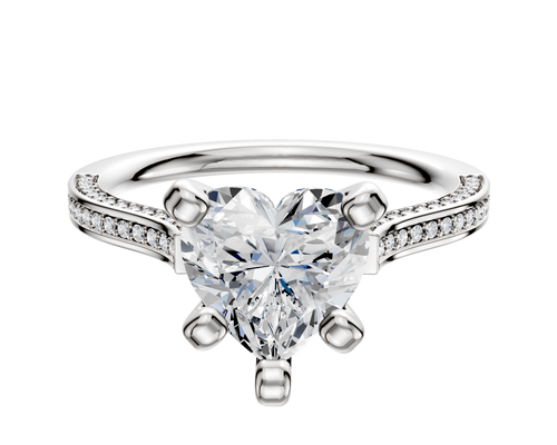 Platinum 4 Prong Cathedral Flat 3-Row-Pave 2.0mm Engagement Ring