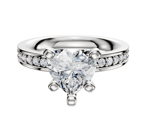Platinum 4 Prong Classic Flat 1-Row-Pave 2.5mm Engagement Ring