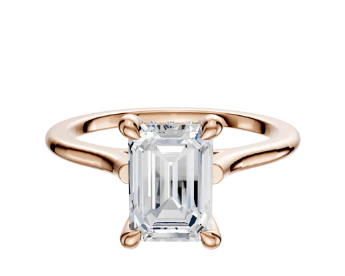 14K Rose Gold 4 Prong Hidden Halo Cathedral Dome 1.5mm Engagement Ring