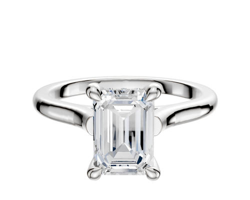 18K White Gold 4 Prong Hidden Halo Cathedral Dome 2.0mm Engagement Ring