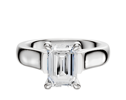 18K White Gold 4 Prong Hidden Halo Cathedral Dome 4.0mm Engagement Ring