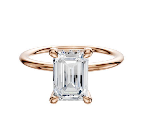 18K Rose Gold 4 Prong Hidden Halo Classic Dome 1.5mm Engagement Ring