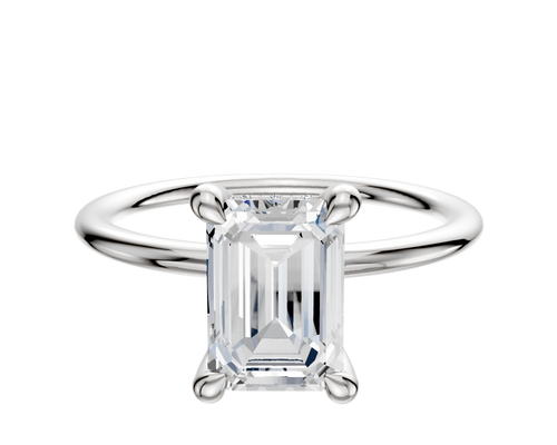 18K White Gold 4 Prong Hidden Halo Classic Dome 1.5mm Engagement Ring