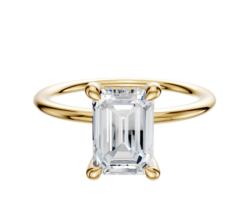 14K Yellow Gold 4 Prong Hidden Halo Classic Dome 1.5mm Engagement Ring