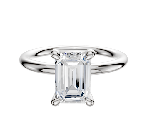 Platinum 4 Prong Hidden Halo Classic Dome 2.0mm Engagement Ring