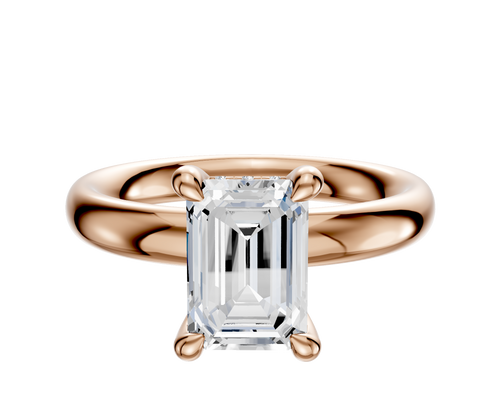 18K Rose Gold 4 Prong Hidden Halo Classic Dome 3.0mm Engagement Ring