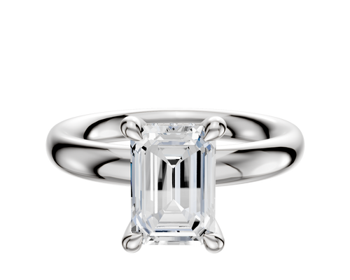 18K White Gold 4 Prong Hidden Halo Classic Dome 3.0mm Engagement Ring
