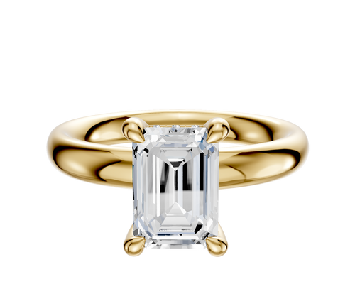 18K Yellow Gold 4 Prong Hidden Halo Classic Dome 3.0mm Engagement Ring