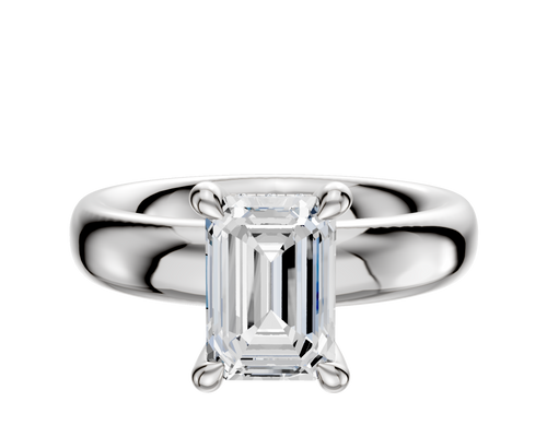 18K White Gold 4 Prong Hidden Halo Classic Dome 4.0mm Engagement Ring
