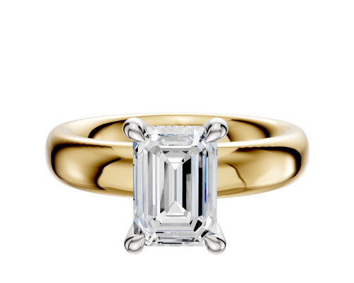 14K Two Tone 4 Prong Hidden Halo Classic Dome 4.0mm Engagement Ring