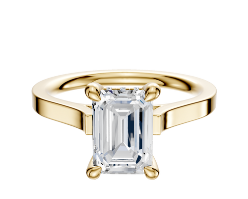14K Yellow Gold 4 Prong Hidden Halo Cathedral Flat 2.0mm Engagement Ring